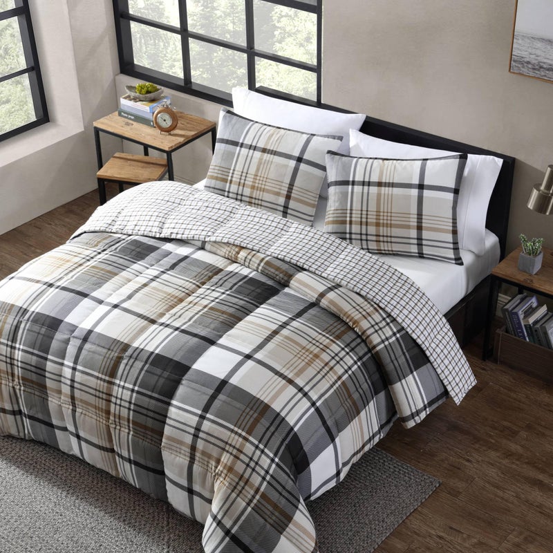 Eddie Bauer - King Comforter Set, Plaid Reversible Bedding, Stylish & Warm Home Decor (Normandy Grey, King) - Image 2